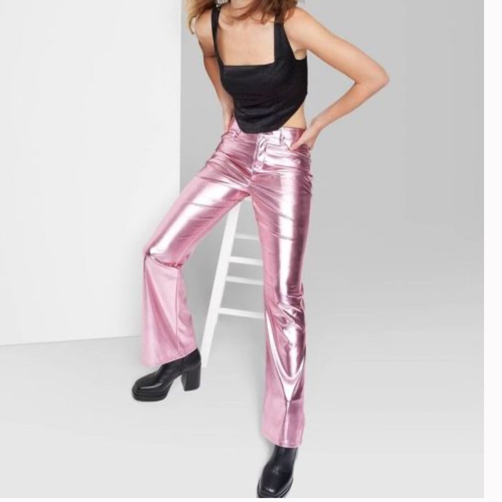 Solid Metallic Flare Pant
